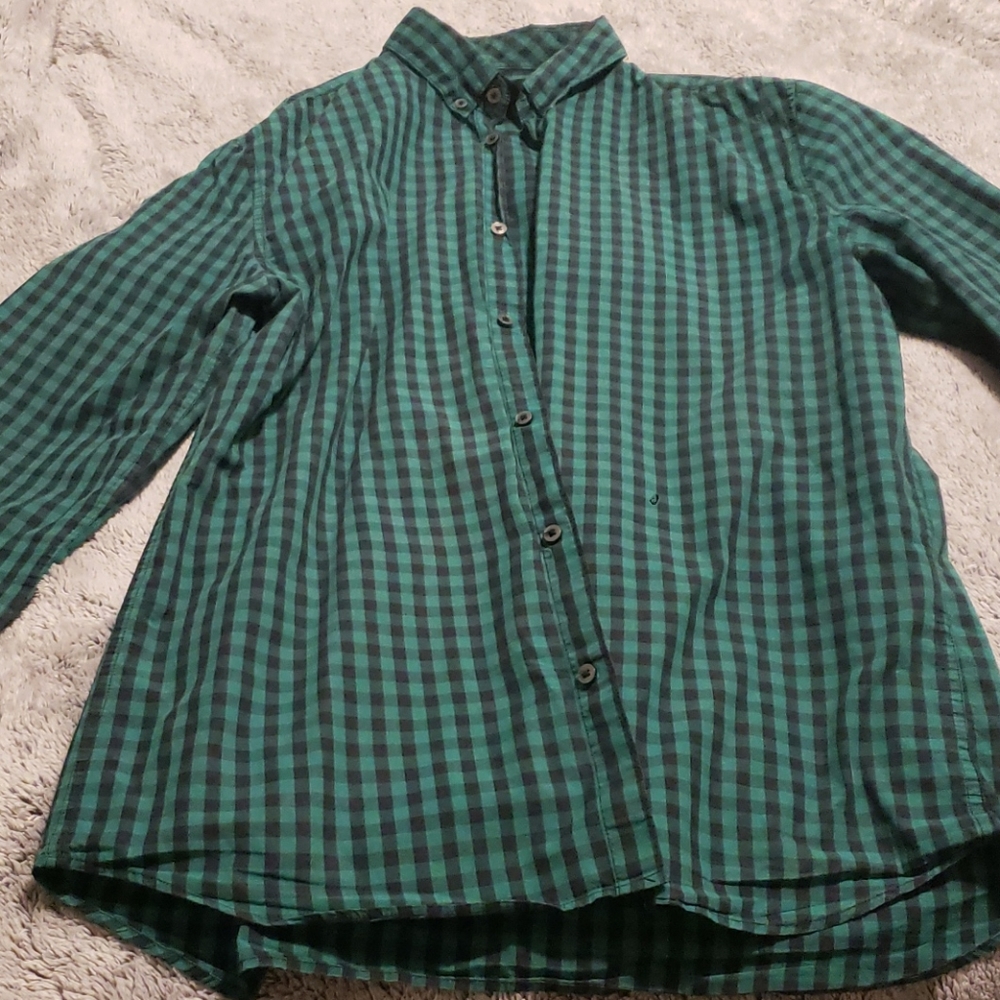 Green gingham button up